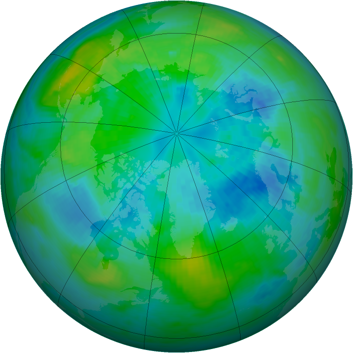 Arctic ozone map for 03 October 1989